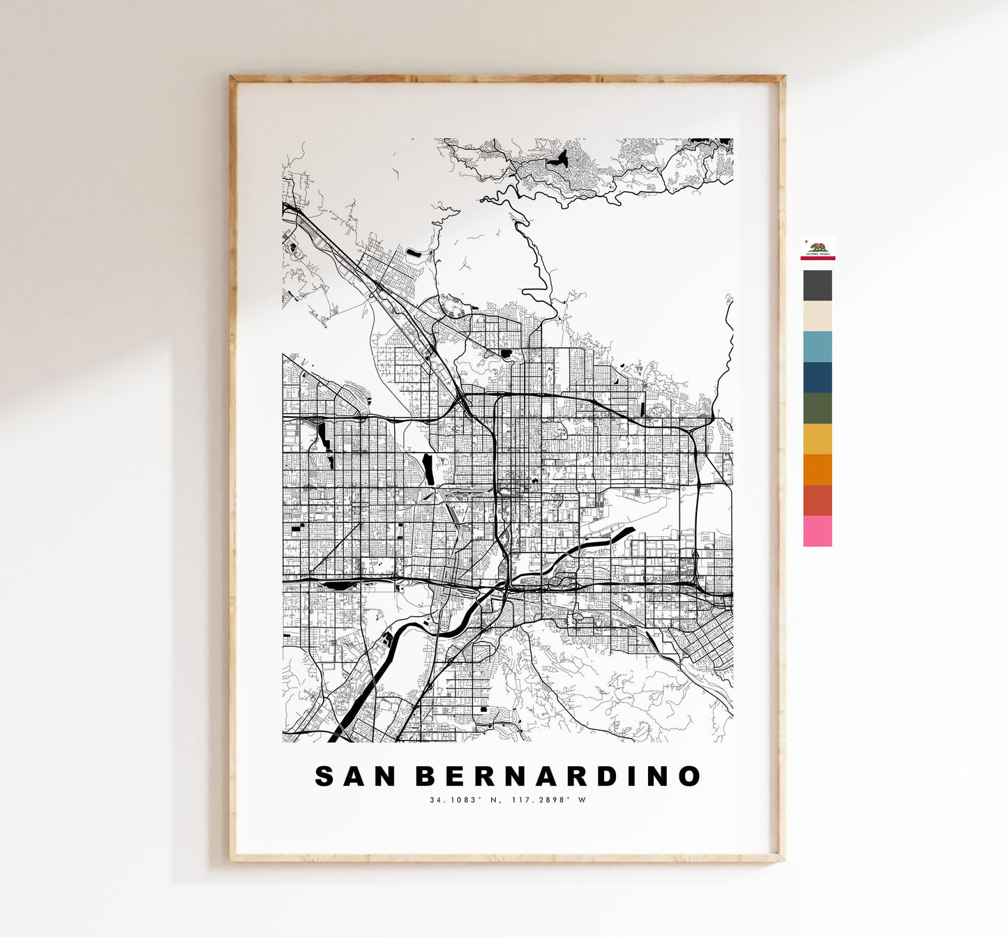 San Bernardino Map Print - City Map Poster - Map Art - USA City Maps - TEST Print - TEST Poster - Minimalist City Map - California