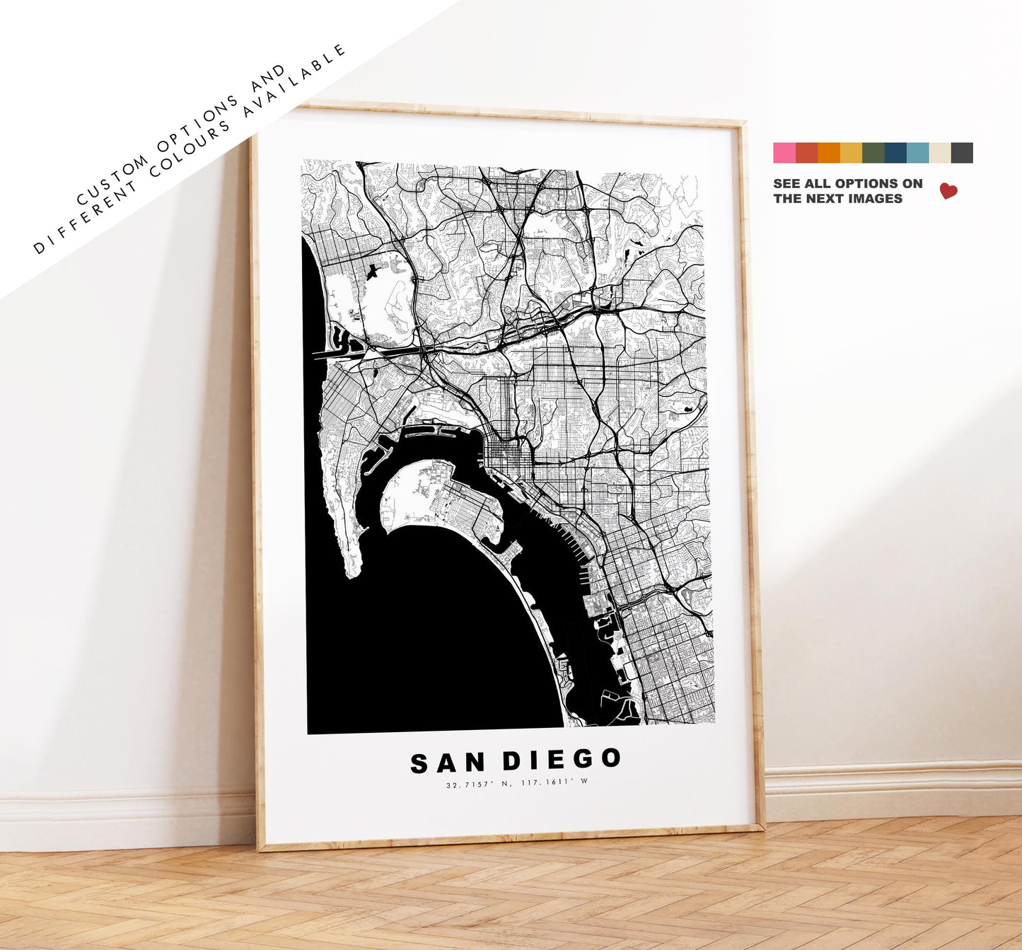 San Diego Map Print - City Map Poster - Map Art - USA City Maps - San Diego Print - San Diego Poster - Minimalist City Map - California