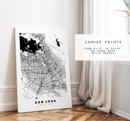 San Jose Map Print - City Map Poster - Map Art - USA City Maps - San Jose Print - San Jose Poster - Minimalist City Map - California