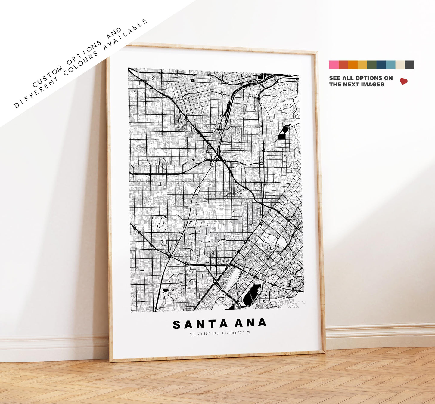 Santa Ana Map Print - City Map Poster - Map Art - USA City Maps - Santa Ana Print - Santa Ana Poster - Minimalist City Map - California