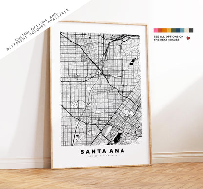 Santa Ana Map Print - City Map Poster - Map Art - USA City Maps - Santa Ana Print - Santa Ana Poster - Minimalist City Map - California