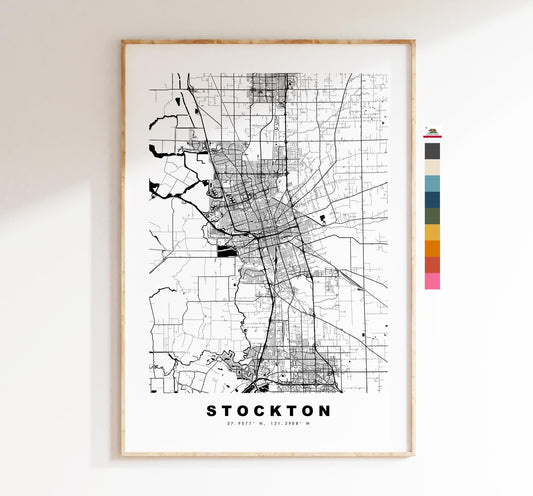 Stockton Map Print - City Map Poster - Map Art - USA City Maps - Stockton Print - Stockton Poster - Minimalist City Map - California