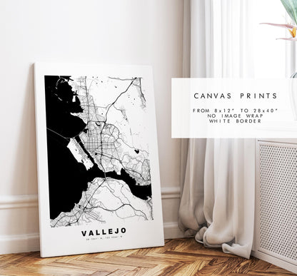 Vallejo Map Print - City Map Poster - Map Art - USA City Maps - Vallejo Print - Vallejo Poster - Minimalist City Map - California