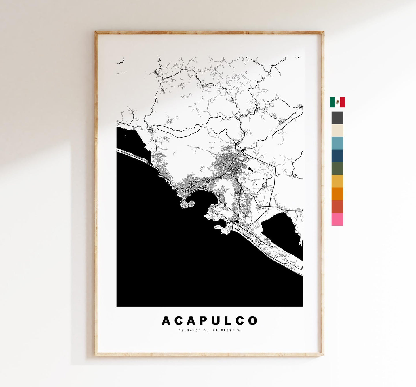 Acapulco Map Print - City Map Poster - Map Art - Map Wall Art - Mexico City Maps - Acapulco Print - Acapulco de Juárez - Minimalist City Map