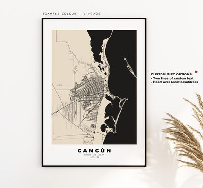 Cancun Map Print - City Map Poster - Map Art - Map Wall Art - Mexico City Maps - Cancún Print - Cancún Poster - Minimalist City Map