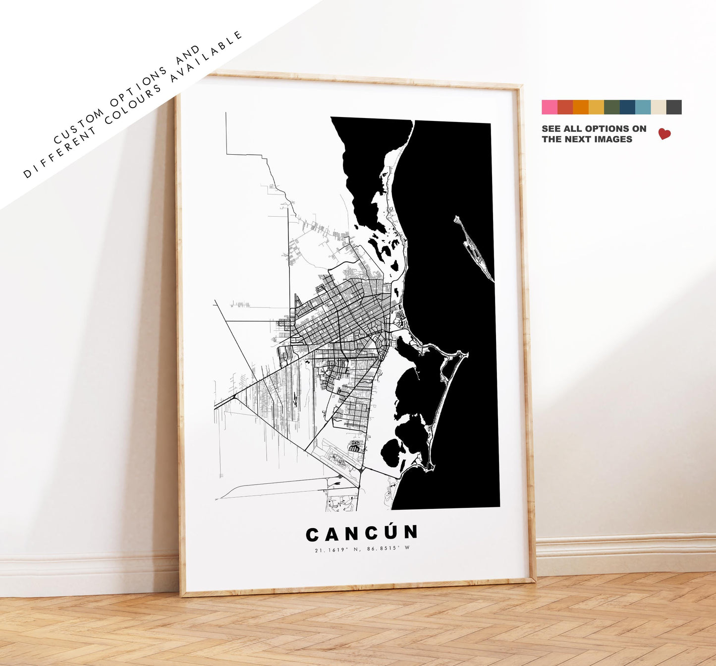 Cancun Map Print - City Map Poster - Map Art - Map Wall Art - Mexico City Maps - Cancún Print - Cancún Poster - Minimalist City Map