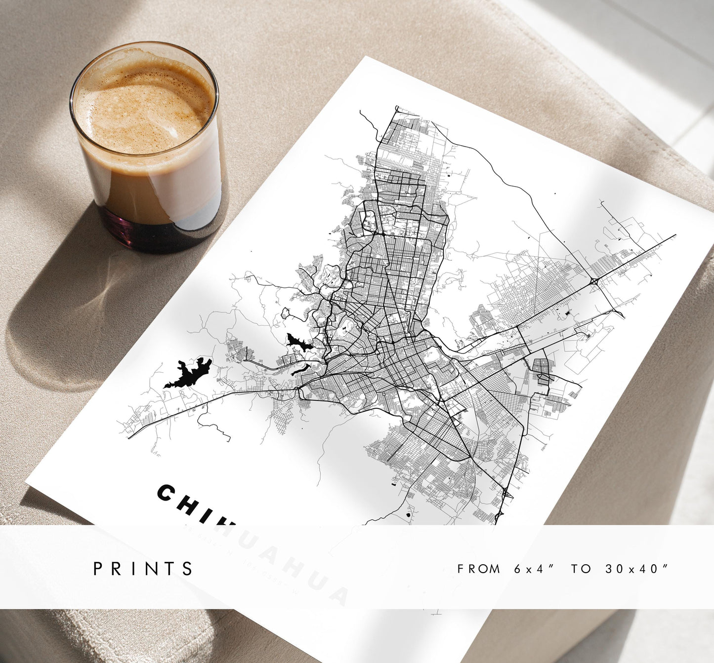 Chihuahua Map Print - City Map Poster - Map Art - Map Wall Art - Mexico City Maps - Chihuahua Print - Chihuahua Poster - Minimalist City Map