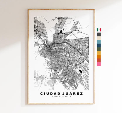 Ciudad Juarez Map Print - City Map Poster - Map Art - Map Wall Art - Mexico City Maps - Ciudad Juárez Print - Poster - Minimalist City Map