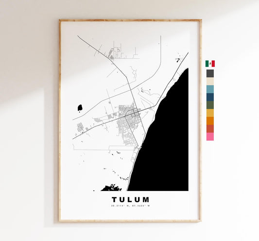 Tulum Map Print - City Map Poster - Map Art - Map Wall Art - Mexico City Maps - Tulum Print - Tulum Poster - Minimalist City Map