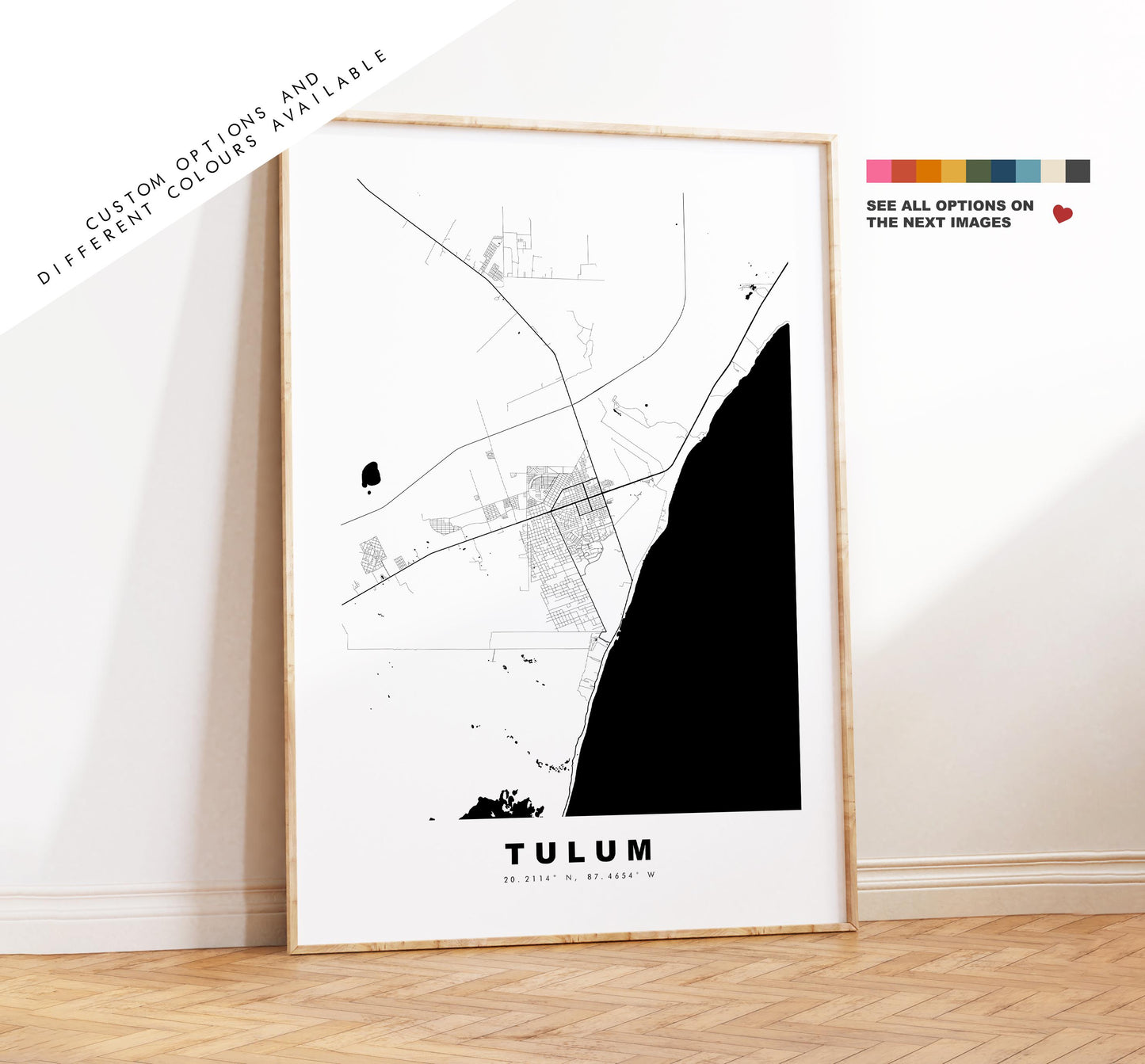 Tulum Map Print - City Map Poster - Map Art - Map Wall Art - Mexico City Maps - Tulum Print - Tulum Poster - Minimalist City Map