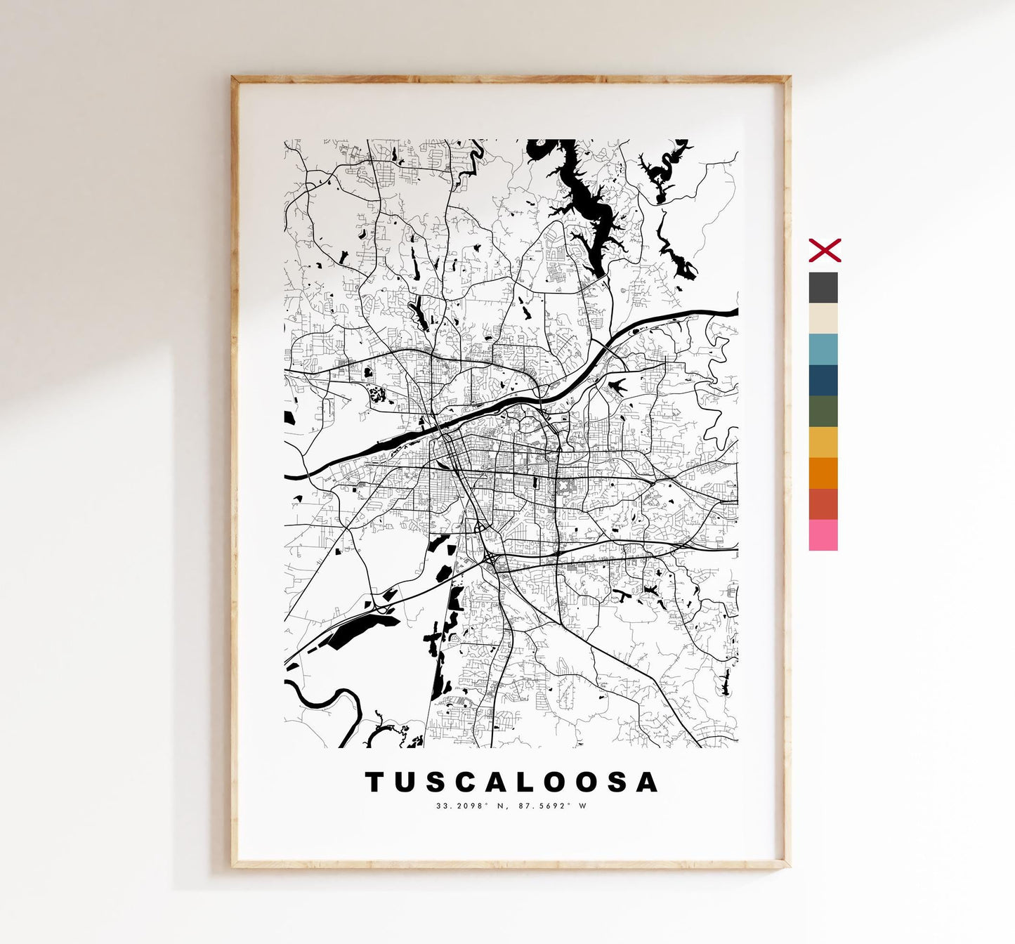 Tuscaloosa Map Print - City Map Poster - Map Art - USA City Maps - Tuscaloosa Print - Tuscaloosa Poster - Minimalist City Map - Alabama