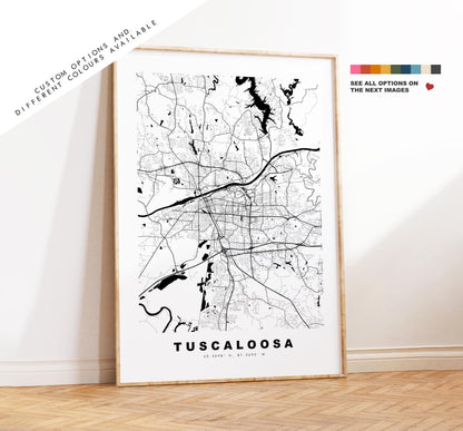 Tuscaloosa Map Print - City Map Poster - Map Art - USA City Maps - Tuscaloosa Print - Tuscaloosa Poster - Minimalist City Map - Alabama