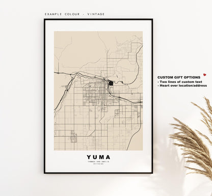 Yuma Map Print - City Map Poster - Map Art - USA City Maps - Yuma Print - Yuma Poster - Minimalist City Map - Arizona