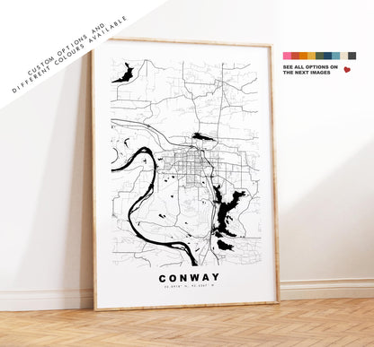 Conway Map Print - City Map Poster - Map Art - USA City Maps - Conway Print - Conway Poster - Minimalist City Map - Arkansas