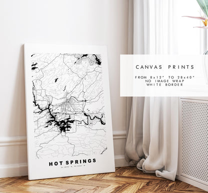 Hot Springs Map Print - City Map Poster - Map Art - USA City Maps - Hot Springs Print - Hot Springs Poster - Minimalist City Map - Arkansas