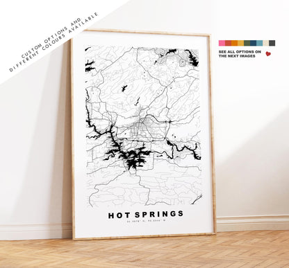 Hot Springs Map Print - City Map Poster - Map Art - USA City Maps - Hot Springs Print - Hot Springs Poster - Minimalist City Map - Arkansas