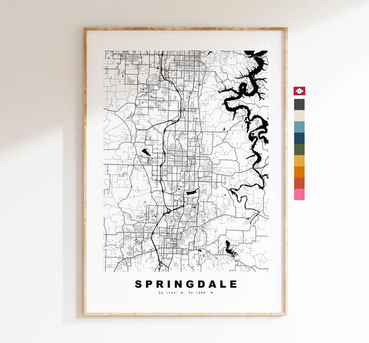 Springdale Map Print - City Map Poster - Map Art - USA City Maps - Springdale Print - Springdale Poster - Minimalist City Map - Arkansas