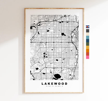 Lakewood Map Print - City Map Poster - Map Art - USA City Maps - Lakewood Print - Lakewood Poster - Minimalist City Map - Colorado