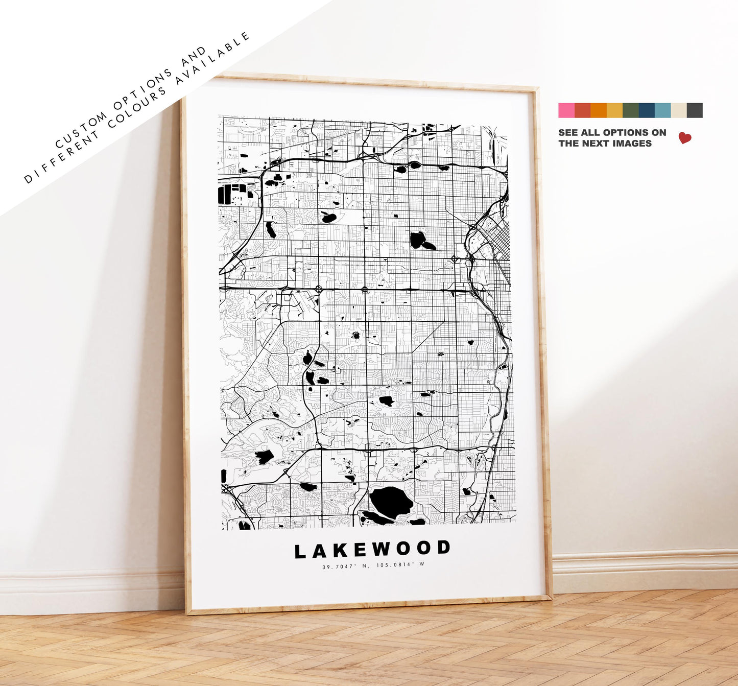 Lakewood Map Print - City Map Poster - Map Art - USA City Maps - Lakewood Print - Lakewood Poster - Minimalist City Map - Colorado