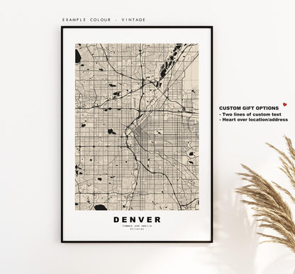 Denver Map Print - City Map Poster - Map Art - USA City Maps - Denver Print - Denver Poster - Minimalist City Map - Colorado