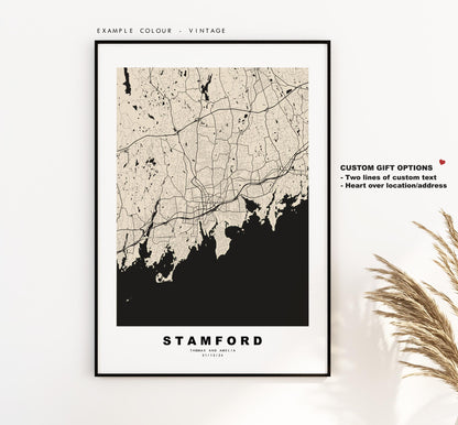 Stamford Map Print - City Map Poster - Map Art - USA City Maps - Stamford Print - Stamford Poster - Minimalist City Map - Connecticut