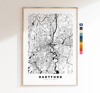 Hartford Map Print - City Map Poster - Map Art - USA City Maps - Hartford Print - Hartford Poster - Minimalist City Map - Connecticut