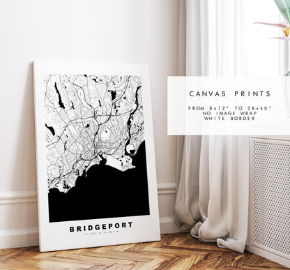 Bridgeport Map Print - City Map Poster - Map Art - USA City Maps - Bridgeport Print - Bridgeport Poster - Minimalist City Map - Connecticut