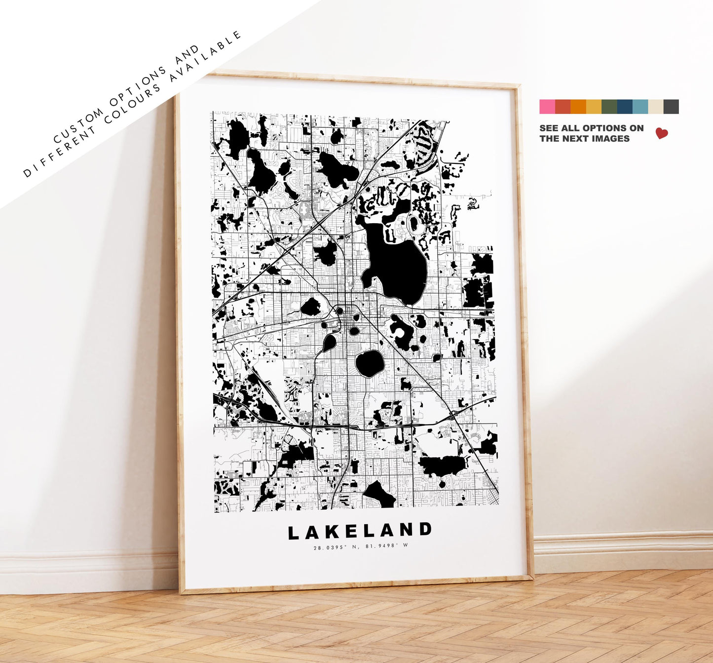 Lakeland Map Print - City Map Poster - Map Art - USA City Maps - Lakeland Print - Lakeland Poster - Minimalist City Map - Florida