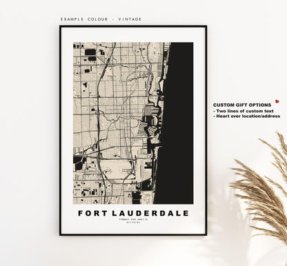 Fort Lauderdale Map Print - City Map Poster - Map Art - USA City Maps - Fort Lauderdale Print - Poster - Minimalist City Map - Florida