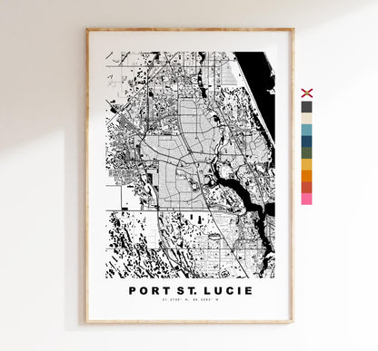 Port St Lucie Map Print - City Map Poster - Map Art - USA City Maps - Port St Lucie Print - Poster - Minimalist City Map - Florida