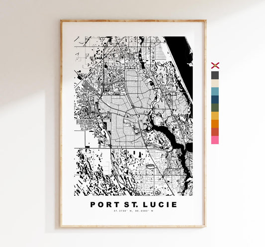 Port St Lucie Map Print - City Map Poster - Map Art - USA City Maps - Port St Lucie Print - Poster - Minimalist City Map - Florida