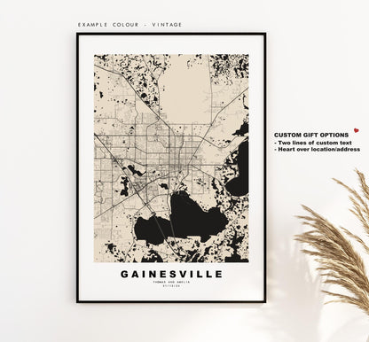 Gainesville Map Print - City Map Poster - Map Art - USA City Maps - Gainesville Print - Gainesville Poster - Minimalist City Map - Florida