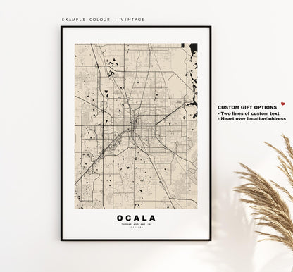 Ocala Map Print - City Map Poster - Map Art - USA City Maps - Ocala Print - Ocala Poster - Minimalist City Map - Florida