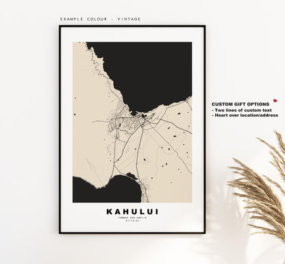 Kahului Map Print - City Map Poster - Map Art - USA City Maps - Kahului Print - Kahului Poster - Minimalist City Map - Hawaii