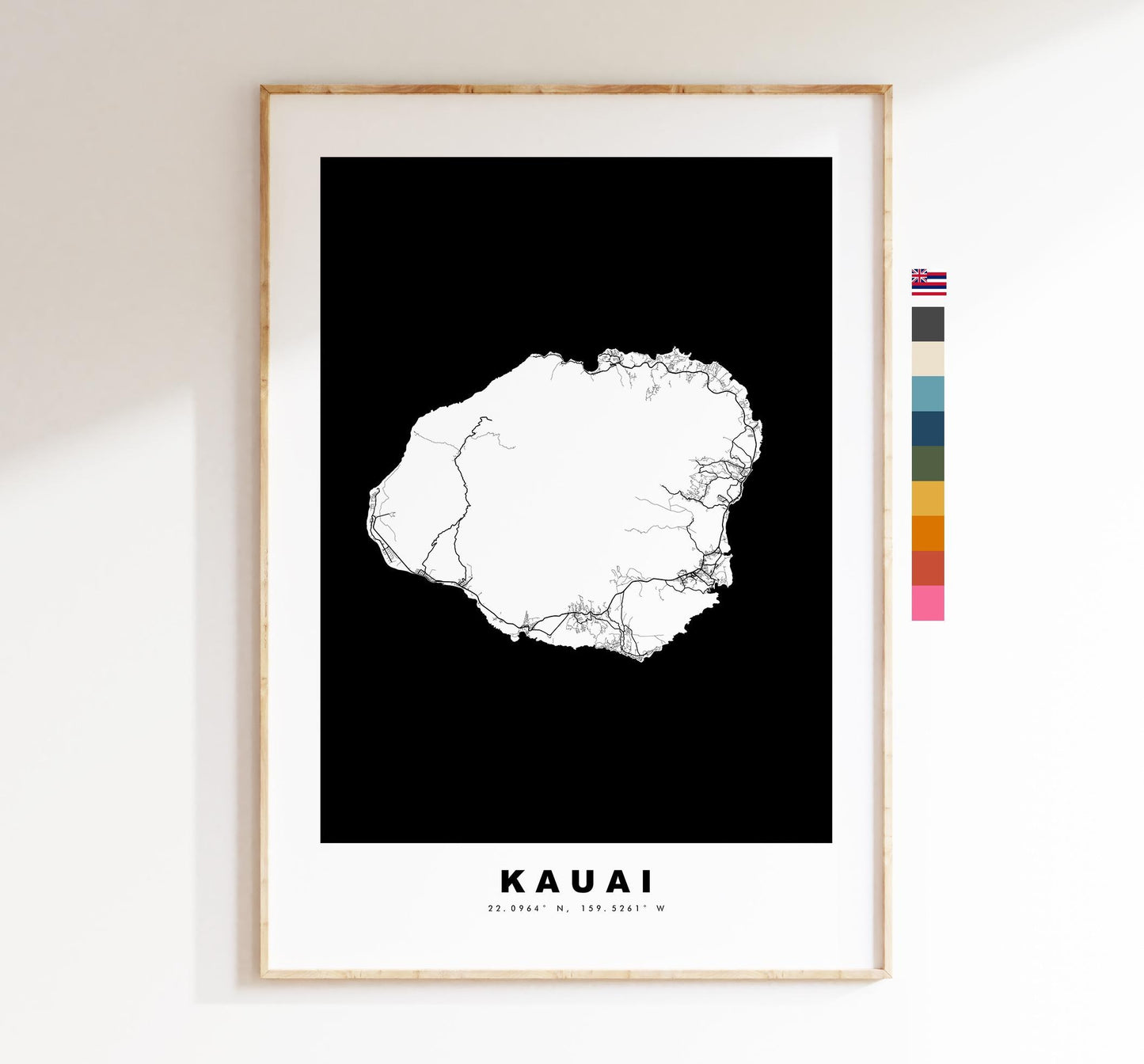 Kauai Island Map Print - Map Poster - Map Art - USA City Maps - Kauai Print - Kauai Poster - Minimalist Island Map - Hawaii