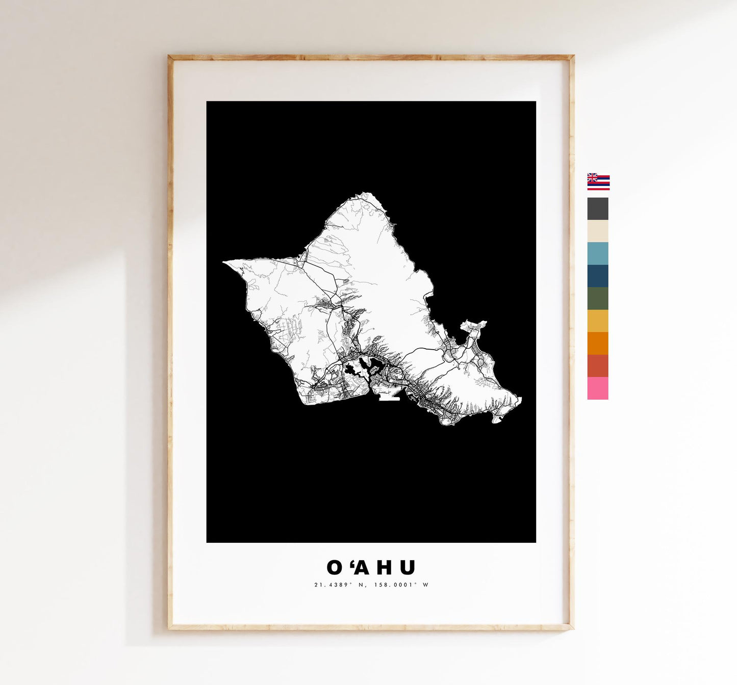 O‘ahu Island Map Print - Map Poster - Map Art - USA City Maps - Oahu Print - Oahu Poster - Minimalist Island Map - Hawaii