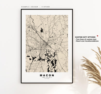 Macon Map Print - City Map Poster - Map Art - USA City Maps - Macon Print - Macon Poster - Minimalist City Map - Georgia