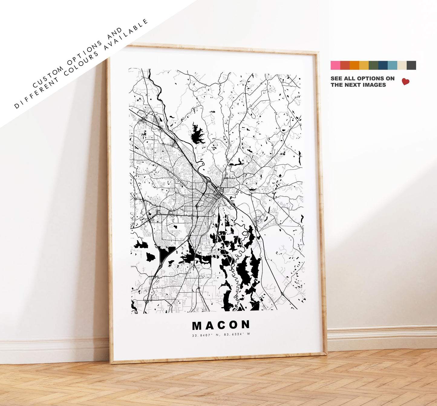 Macon Map Print - City Map Poster - Map Art - USA City Maps - Macon Print - Macon Poster - Minimalist City Map - Georgia