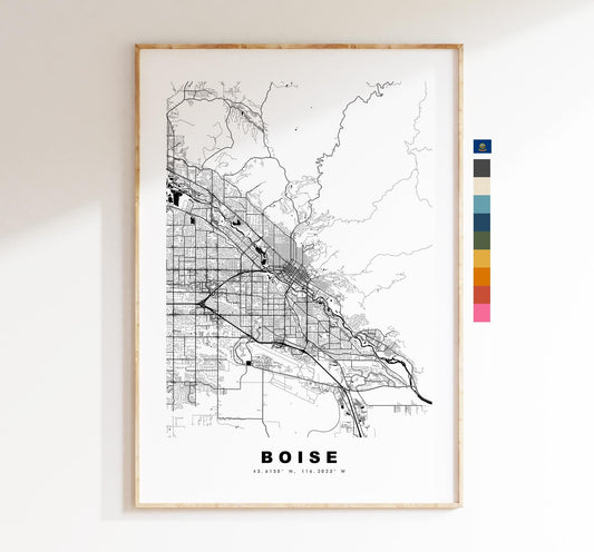 Boise Map Print - City Map Poster - Map Art - USA City Maps - Boise Print - Boise Poster - Minimalist City Map - Idaho