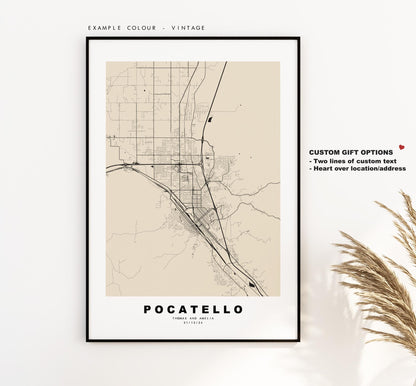 Pocatello Map Print - City Map Poster - Map Art - USA City Maps - Pocatello Print - Pocatello Poster - Minimalist City Map - Idaho