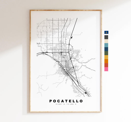 Pocatello Map Print - City Map Poster - Map Art - USA City Maps - Pocatello Print - Pocatello Poster - Minimalist City Map - Idaho