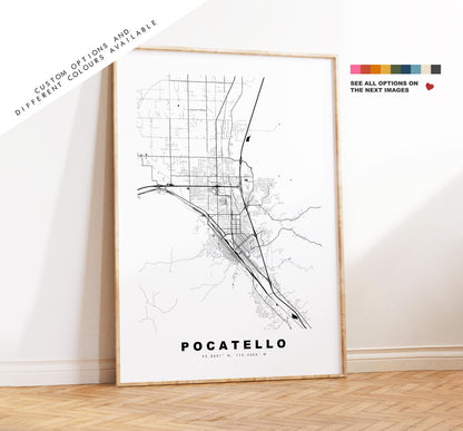 Pocatello Map Print - City Map Poster - Map Art - USA City Maps - Pocatello Print - Pocatello Poster - Minimalist City Map - Idaho