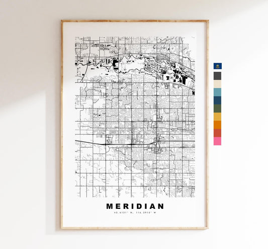 Meridian Map Print - City Map Poster - Map Art - USA City Maps - Meridian Print - Meridian Poster - Minimalist City Map - Idaho