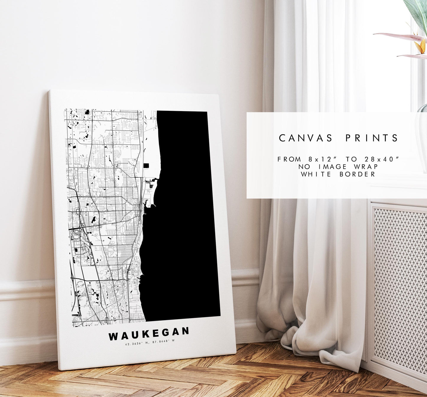 Waukegan Map Print - City Map Poster - Map Art - USA City Maps - Waukegan Print - Waukegan Poster - Minimalist City Map - Illinois