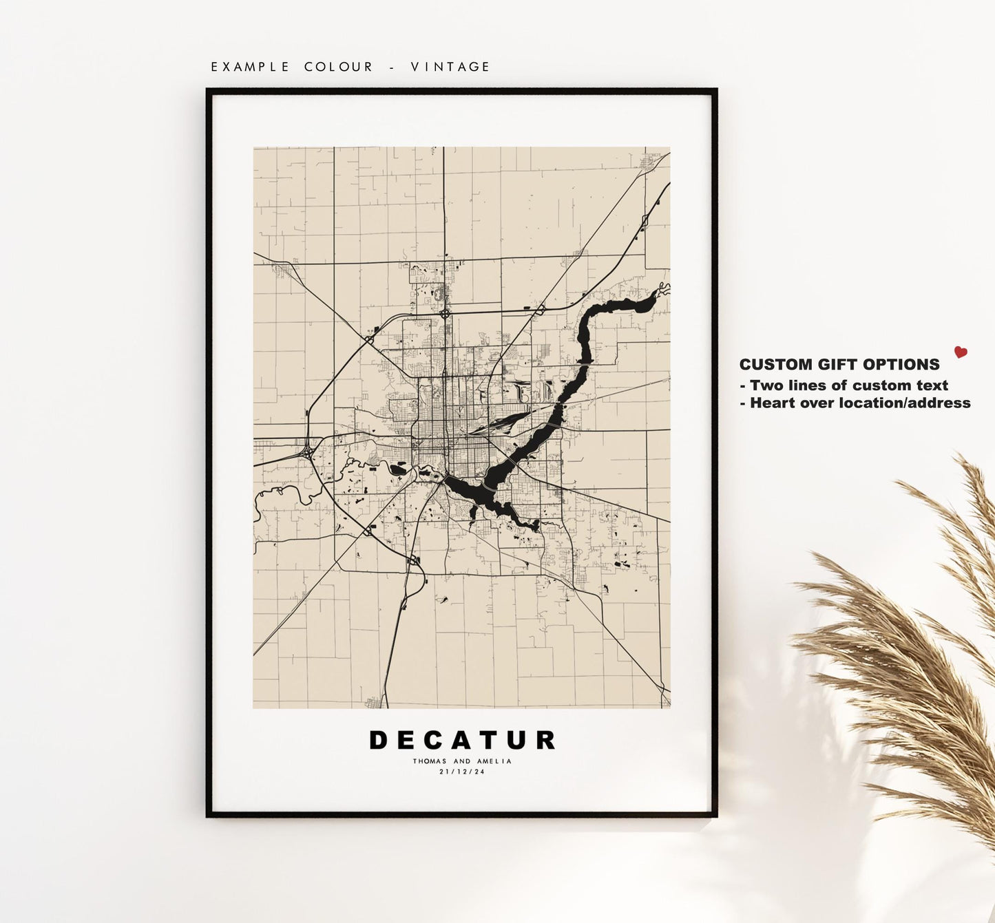 Decatur Map Print - City Map Poster - Map Art - USA City Maps - Decatur Print - Decatur Poster - Minimalist City Map - Illinois