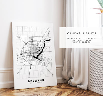 Decatur Map Print - City Map Poster - Map Art - USA City Maps - Decatur Print - Decatur Poster - Minimalist City Map - Illinois