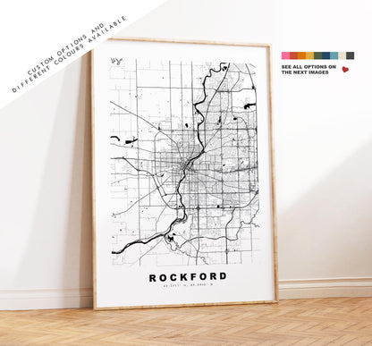 Rockford Map Print - City Map Poster - Map Art - USA City Maps - Rockford Print - Rockford Poster - Minimalist City Map - Illinois