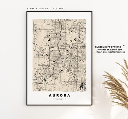 Aurora Map Print (Illinois) - City Map Poster - Map Art - USA City Maps - Aurora Print - Aurora Poster - Minimalist City Map - Illinois