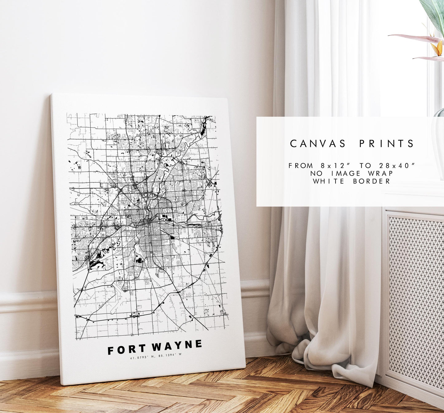 Fort Wayne Map Print - City Map Poster - Map Art - USA City Maps - Fort Wayne Print - Fort Wayne Poster - Minimalist City Map - Indiana