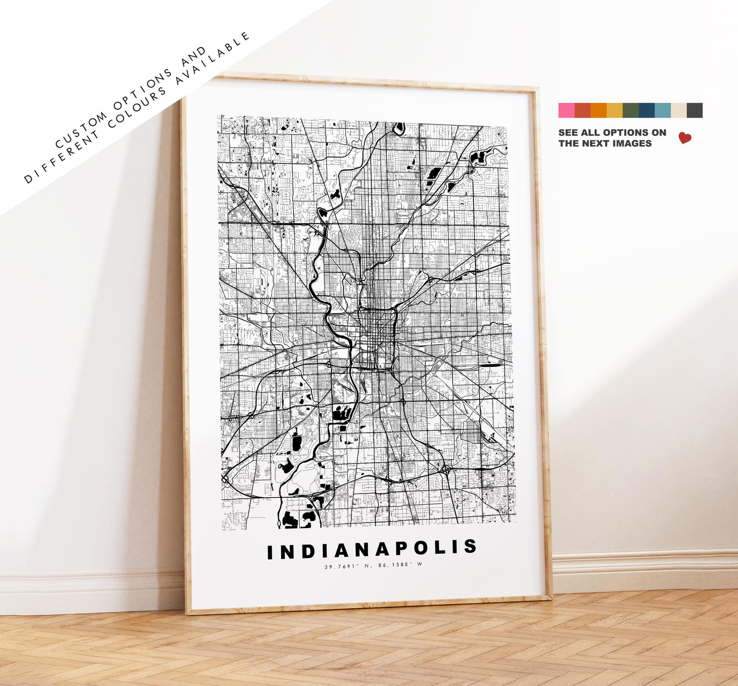 Indianapolis Map Print - City Map Poster - Map Art - USA City Maps - Indianapolis Print - Poster - Minimalist City Map - Indiana